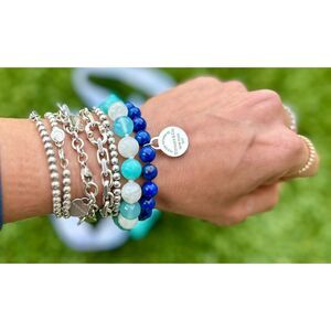 Tiffany & Co. Paloma Picasso Amazonite, Moonstone, Chalcedony Bead Bracelet, 8"